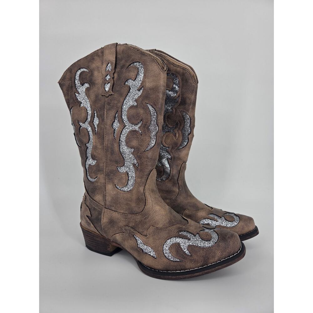 Pierre Dumas Kaylee Metallic Cowboy Western Boots Vegan Brown NEW Size 10